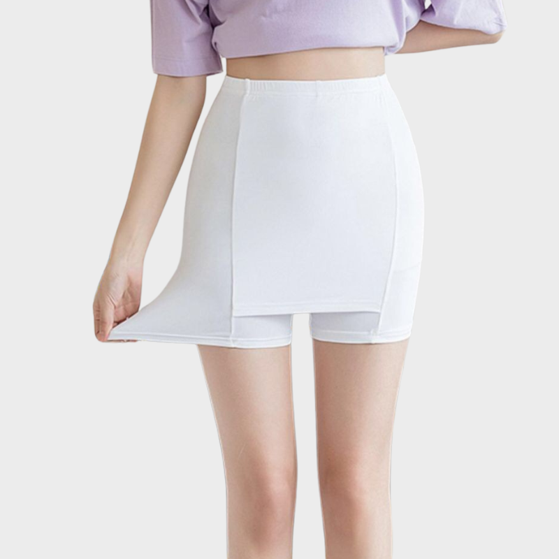 Jupe-short sous robe gainant blanc