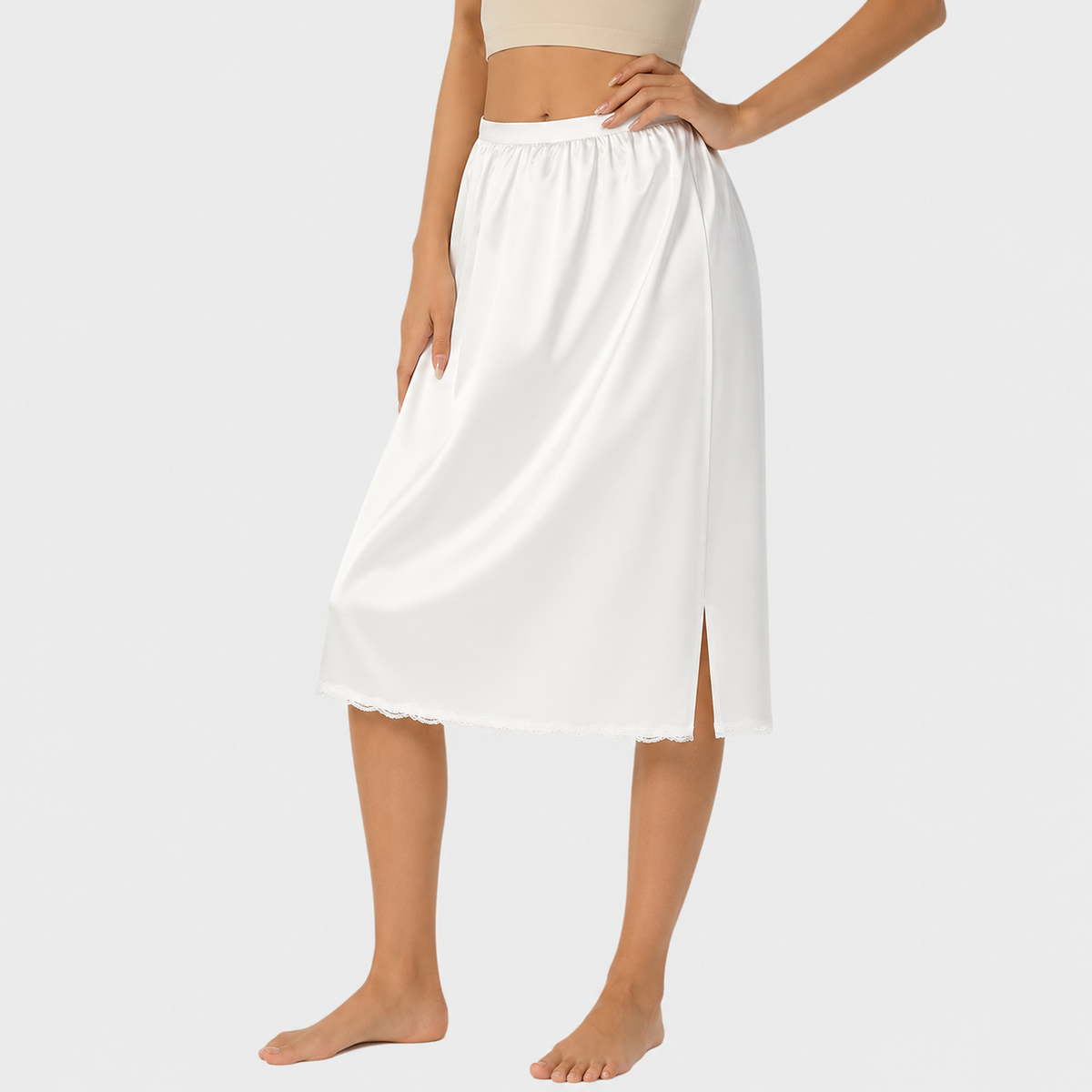 Jupon sous robe dentelle blanc
