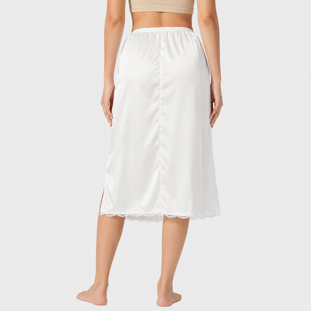 Jupon sous robe dentelle blanc dos